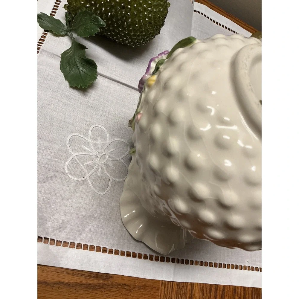 Vintage Ceramic Bluebird and Floral Hobnail Pitcher Decorative Creamer Vase - Picture 11 of 11